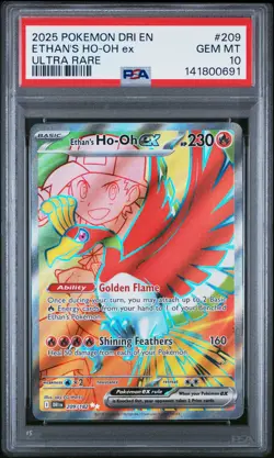 2025 POKEMON DRI EN-DESTINED RIVALS ULTRA RARE #209 ETHAN'S HO-OH EX PSA 10 - Image 1