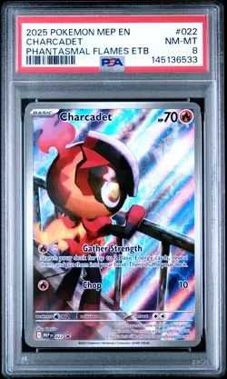 2025 POKEMON MEP EN-ME BLACK STAR PROMO #022 CHARCADET PSA 8 - Image 1