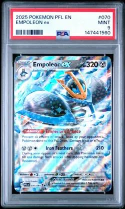 2025 POKEMON PFL EN-PHANTASMAL FLAMES #070 EMPOLEON EX PSA 9 - Image 1