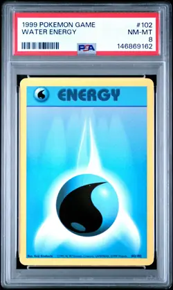 1999 POKEMON BASE SET UNLIMITED #102 WATER ENERGY PSA 8 - Image 1