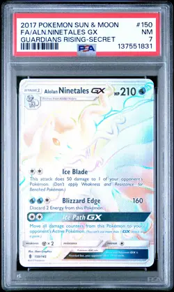 2017 POKEMON SUN & MOON GUARDIANS RISING #150 FULL ART/ALOLAN NINETALES GX PSA 7 - Image 1