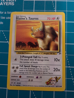 Blaine's Tauros 64/132 Gym Heroes Unlimited WotC 2000 Pokemon NM - Image 1
