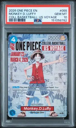 2026 ONE PIECE PROMOS COLLEGE BASKETBALL: US VOYAGE MONKEY D. LUFFY PSA 10 - Image 1
