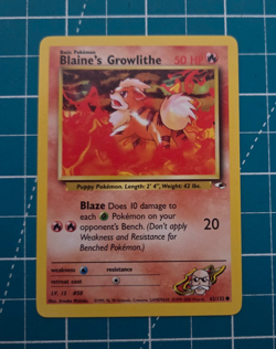 Blaine's Growlithe 62/132 Gym Heroes Unlimited WotC 2000 Pokemon NM - Image 1