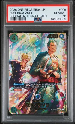 2026 ONE PIECE JPN EB04-EGGHEAD CRISIS SPECIAL ALT ART #006 RORONOA ZORO PSA 10 - Image 1