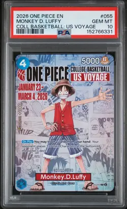 2026 ONE PIECE PROMOS COLLEGE BASKETBALL: US VOYAGE MONKEY D. LUFFY PSA 10 - Image 1