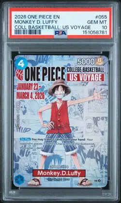 2026 ONE PIECE PROMOS COLLEGE BASKETBALL: US VOYAGE MONKEY D. LUFFY PSA 10 - Image 1