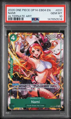 2026 ONE PIECE OP14-EB04-THE AZURE SEA'S SEVEN ALTERNATE ART #031 NAMI PSA 10 - Image 1