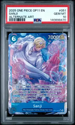 2025 ONE PIECE OP11-A FIST OF DIVINE SPEED ALTERNATE ART #051 SANJI PSA 10 - Image 1