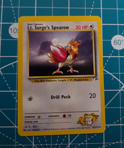 Lt. Surge's Spearow 52/132 Gym Heroes Unlimited WotC 2000 Pokemon NM - Image 1