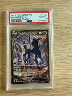 2022 POKEMON SWORD & SHIELD BRILLIANT STARS #TG22 FULL ART/UMBREON V PSA 10 - Image 1