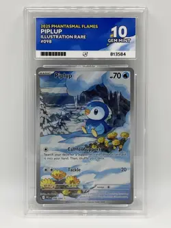 Ace 10 Piplup 098/094 Phantasmal Flames Illustration Rare Pokemon TCG Card - Image 1