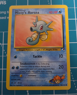 Misty's Horsea 86/132 Gym Heroes Unlimited WotC 2000 Pokemon NM - Image 1