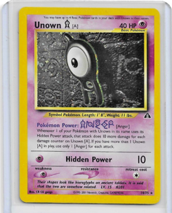 Pokemon TCG Cards Unown A 14/75 Neo Discovery Holo Rare - Image 1