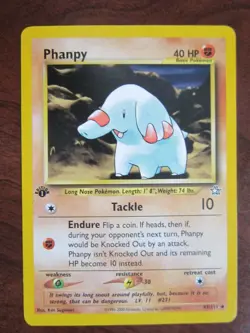 PHANPY 1ST EDITION POKEMON CARD 43/111 NEO GENESIS NON HOLO NEVER PLAYED NM- - Image 1