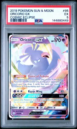 2019 POKEMON SUN & MOON COSMIC ECLIPSE #95 ORICORIO GX PSA 5 - Image 1