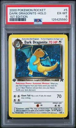 2000 POKEMON ROCKET 1ST EDITION #5 DARK DRAGONITE-HOLO PSA 6 - Image 1
