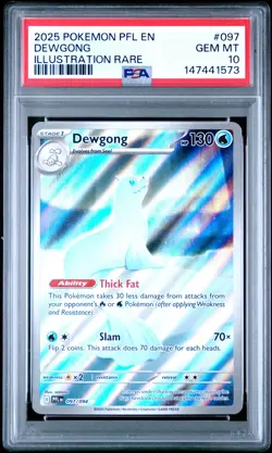 2025 POKEMON PFL EN-PHANTASMAL FLAMES ILLUSTRATION RARE #097 DEWGONG PSA 10 - Image 1