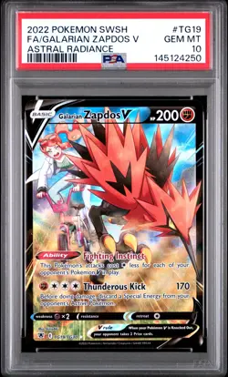2022 POKEMON SWORD & SHIELD ASTRAL RADIANCE FULL ART/GALARIAN ZAPDOS V PSA 10 - Image 1