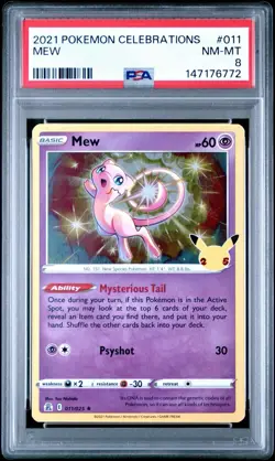 PSA 8 Pokemon 2021 Celebrations Mew 011/025 Holo - Image 1
