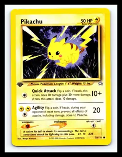 💥 PIKACHU # 70/111 Neo Genesis 1ST EDITION Stamp Vintage Pokemon 2000 Rare Card - Image 1