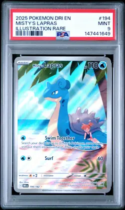2025 POKEMON DRI EN-DESTINED RIVALS ILLUSTRATION RARE #194 MISTY'S LAPRAS PSA 9 - Image 1