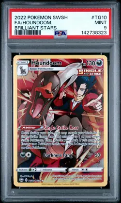 2022 POKEMON SWORD & SHIELD BRILLIANT STARS #TG10 FULL ART/HOUNDOOM PSA 9 - Image 1