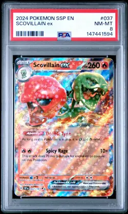 2024 POKEMON SSP EN-SURGING SPARKS #037 SCOVILLAIN EX PSA 8 - Image 1
