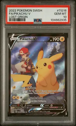 2022 Pokemon Sword & Shield Lost Origin Pikachu V Fa Lost Origin PSA 10 #TG16 - Image 1