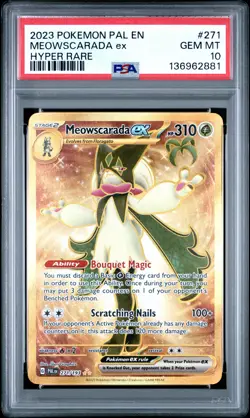 2023 POKEMON PAL EN-PALDEA EVOLVED HYPER RARE #271 MEOWSCARADA EX PSA 10 - Image 1