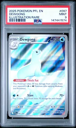 2025 POKEMON PFL EN-PHANTASMAL FLAMES ILLUSTRATION RARE #097 DEWGONG PSA 9 - Image 1