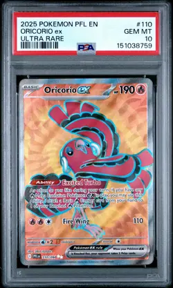 2025 POKEMON PFL EN-PHANTASMAL FLAMES ULTRA RARE #110 ORICORIO EX PSA 10 - Image 1