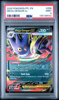 2025 POKEMON PFL EN-PHANTASMAL FLAMES #056 MEGA GENGAR EX PSA 9 - Image 1