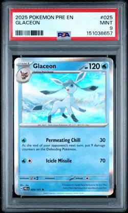2025 POKEMON PRE EN-PRISMATIC EVOLUTIONS #025 GLACEON PSA 9 - Image 1