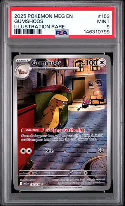 2025 POKEMON MEG EN-MEGA EVOLUTION ILLUSTRATION RARE #153 GUMSHOOS PSA 9 - Image 1