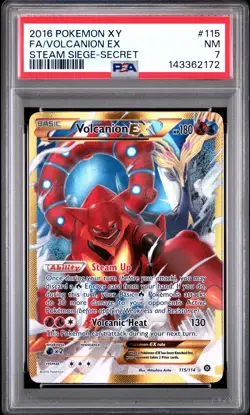 2016 POKEMON XY STEAM SIEGE SECRET #115 FULL ART/VOLCANION EX PSA 7 - Image 1