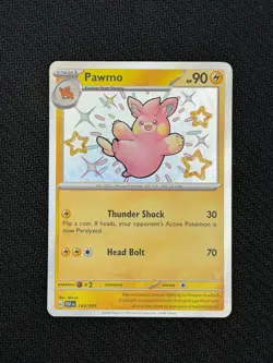 Pokemon TCG Scarlet & Violet Paldean Fates Pawmo Shiny Holo 143/091 - Image 1