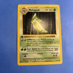 Pokemon Cards: Base Set 1st Edition Common: Metapod 54/102 - Image 1