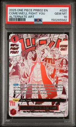 2025 ONE PIECE PRB02-PREMIUM BOOSTER ALT ART COME ON!! WE'LL FIGHT YOU!! PSA 10 - Image 1