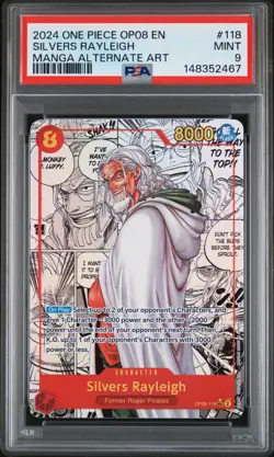 2024 ONE PIECE OP08-TWO LEGENDS MANGA ALTERNATE ART #118 SILVERS RAYLEIGH PSA 9 - Image 1