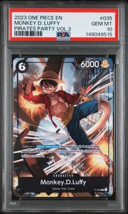 2023 ONE PIECE PROMOS PIRATES PARTY VOL.3 #035 MONKEY D. LUFFY PSA 10 - Image 1