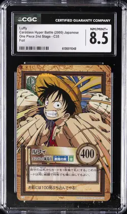 2000 ONE PIECE CARDDASS HYPER BATTLE JAPANESE 2ND STAGE FOIL #C35 LUFFY CGC 8.5 - Image 1
