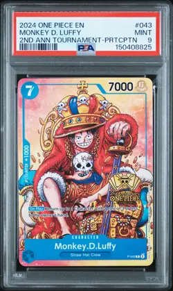 2024 ONE PIECE PROMOS 2ND ANV TOURNAMENT-PARTICIPATION MONKEY D. LUFFY PSA 9 - Image 1