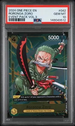 2024 ONE PIECE EVENT PACK VOL.3 #042 RORONOA ZORO PSA 10 - Image 1