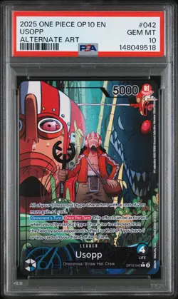 2025 ONE PIECE OP10-ROYAL BLOOD ALTERNATE ART #042 USOPP PSA 10 - Image 1