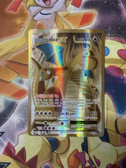 2016 Dragonite EX 106/108 Full Art Golden Holo XY Evolutions Card NM - Image 1