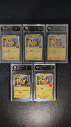 TOC 9/9.5 Pikachu Trick or Treat Holo English Pokemon Graded Card Lot*5 GL15 - Image 1