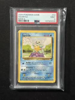 Pokemon TCG Base Set 2 Squirtle Card 93/130 Vintage 2000 Graded 9 PSA - Image 1