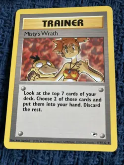 Pokemon TCG Misty’s Wrath 114/132 Gym Heroes Uncommon Trainer WOTC Vintage Card - Image 1