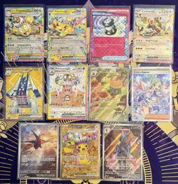 Pokemon Surging Sparks 11 Card Lot Gold Pikachu ex 247/191 + Illus Rares + More! - Image 1